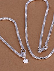 cheap -Lureme®Men&#039;s Jewelry set Plated 925 Silver Snake Chain of Bone Necklace Bracelet