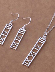 cheap -Lureme®Silver Plated Roman Numerals Long Earrings Necklace Suits