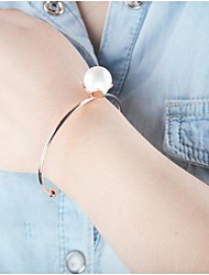 cheap -Lureme®Fashion Metal Flower Leaf Pearl Open Bracelet