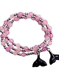 cheap -Lureme Simple Style Crystal Beads Fishtail Alloy Bracelet