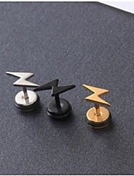 cheap -Stud Earrings For Men&#039;s Party Wedding Casual Titanium Steel flat back Alphabet Shape Gold Black Silver