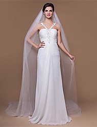 cheap -One-tier Cut Edge Wedding Veil Cathedral Veils with 118.11 in (300cm) Tulle
