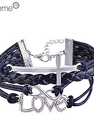 cheap -Lureme®Alloy Cross &quot;Love&quot; Pattern Handmade Braided Bracelet