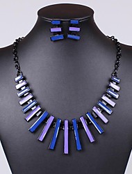 cheap -Lureme® EuropeStyle Fashion Electroplate Black Oil Drip Rectangular Alloy Necklace Earrings Suit