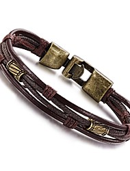 cheap -Men&#039;s Wrap Bracelet Leather Bracelet Wrap Rope Twisted Personalized Vintage Hip-Hop Paracord Bracelet Jewelry Black and Bronze / Bronze / Silver / Black For Casual Daily Sports / Titanium Steel