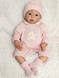 cheap -22 inch Reborn Doll Baby Reborn Baby Doll Newborn lifelike Hand Made Non Toxic Hand Applied Eyelashes Half Silicone and Cloth Body with Clothes and Accessories for Girls&#039; Birthday and Festival Gifts