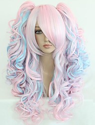 cheap -Cosplay Costume Wig Synthetic Wig Sweet Lolita Curly Wavy Loose Wave Natural Wave Curly Wig Blue / Black Rainbow Purple / Blue Pink / Blonde Pink blue Synthetic Hair 25 inch Women