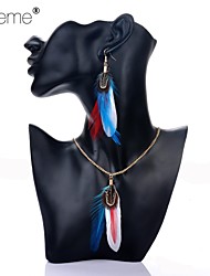 cheap -Lureme® Bohemian Peacock Feather Alloy Pendant Earrings Necklace Set