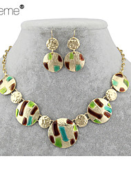 cheap -Lureme®  Fashion Alloy  Electroplated Circular Metal Splint Pendant Necklace Earrings  Set