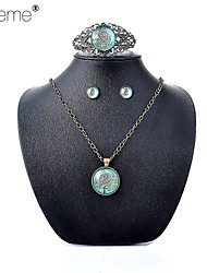 cheap -Lureme®  Simple Style Retro Hollow Out Carving Blue Dream Land  Life Tree Time Gem Alloy Necklace Earrings Bracelet Suit