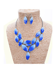 cheap -Lureme®Bohemian Luxury Resin Gem Water Drop Alloy Necklace Earrings Set