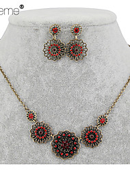 cheap -Lureme®  Fashion  National Style Alloy Enameled  Flowers  Pendant Necklace Earrings  Set