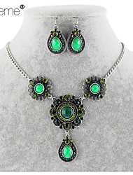 cheap -Lureme®  Fashion Vintage  Alloy  Crystals   Flowers Pattern Pendant Necklace Earrings  Set