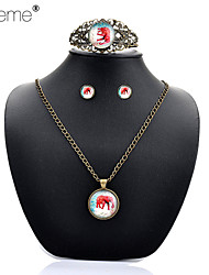 cheap -Lureme®  Simple Style Retro  Hollow Out Carving Red Elephant Time Gem Alloy Necklace Earrings Bracelet Suit