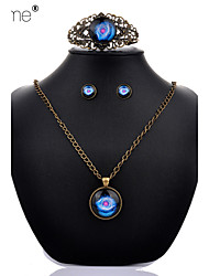 cheap -Lureme®  Simple Style Retro  Hollow Out Carving Blue Starry Sky Time Gem Alloy Necklace Earrings Bracelet Suit