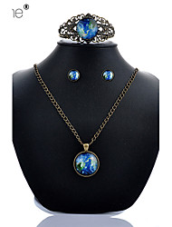 cheap -Lureme®  Simple Style Retro Hollow Out Carving Adreamlike Ocean Time Gem Alloy Necklace Earrings Bracelet Suit