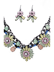 cheap -Lureme® Vintage Style Luxury Resin Flower Water Drop  Alloy Necklace Earrings Set