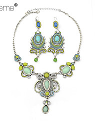 cheap -Lureme® Fashion  Alloy Geometric Multicolor Resin Pendant Earrings Necklace Set