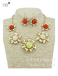 cheap -Lureme®  Fashion   Alloy  Resin Flowers Pendant Necklace Earrings  Set