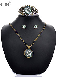 cheap -Lureme®   Vintage Style Hollow Out Carving Pentagram Time Gem Alloy Necklace Earrings Bracelet Suit