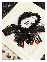 cheap -Lureme® Korea Top Grade Lace Red  Agate Beads Black Crystal Pendant  Grenadine Bowknot Alloy Hair Ring Hair Accessories
