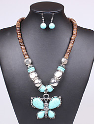 cheap -Lureme®Ethnic  Retro  Natural Coconut Shell Match Kallaite   Butterfly Pendant Alloy Necklace Earrings Suit