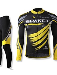 cheap -SPAKCT Men&#039;s Long Sleeve Cycling Jersey with Tights Winter Stripes Bike Clothing Suit Mountain Bike MTB Road Bike Cycling Black Polyester Breathable Quick Dry Back Pocket Sports Clothing Apparel