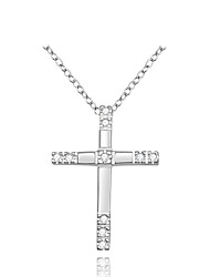 cheap -Choker Necklace Pendant Necklace For Unisex Cubic Zirconia Christmas Gifts Party Wedding Sterling Silver Zircon Cubic Zirconia Cross White