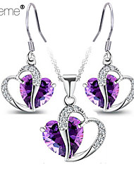 cheap -Lureme®  Korean Fashion Drill  Crystal  Zircon Heart Shape Pendant Alloy Necklace Earrings Suit
