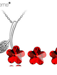 cheap -Lureme® Korean Fashion Austrian Crystal  Leaves Flower Pendant Alloy Necklace Earrings Suit