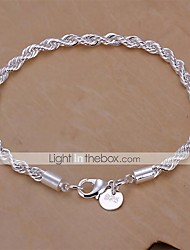 cheap -Women&#039;s Chain Bracelet Twist Prince Of Wales Twisted Baht Chain Snake Ladies Basic Fashion Italian everyday Sterling Silver Bracelet Jewelry Silver For Party Wedding Daily