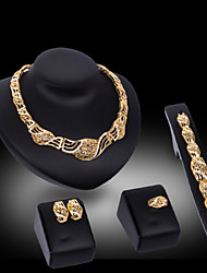 cheap -Lucky Doll Women&#039;s Luxury Gem 18K Gold Plated Necklace &amp; Earrings &amp; Bracelet &amp; Ring Suit