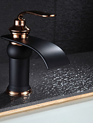 cheap -Brass Bathroom Sink Faucet,Gloden Single Handle One Hole Waterfall Oil-rubbed Bronze Widespread Bath Taps with Hot and Cold Water