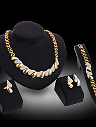 cheap -1 set Jewelry Set Necklace For Women&#039;s Cubic Zirconia Special Occasion Anniversary Birthday 18K Gold Plated Two tone Chunky / Earrings / Bracelet / Ring / Gift
