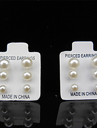 cheap -6pcs Stud Earrings For Women&#039;s Pearl Party Wedding Casual Pearl Imitation Pearl Alloy White