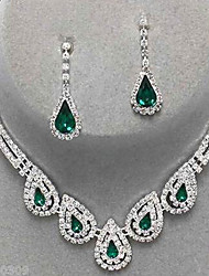 cheap -Women&#039;s Sapphire Crystal Citrine Jewelry Set Drop Earrings Pendant Necklace Drop Party Ladies Luxury Elegant Bridal everyday Imitation Diamond Earrings Jewelry Sapphire / Emerald For Party Wedding