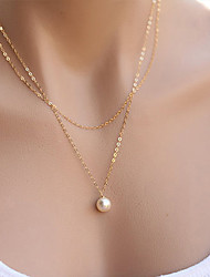 cheap -Pendant Necklace Pearl Necklace For Women&#039;s Party Casual Daily Pearl Alloy Layered Silver