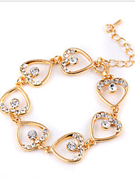 cheap -Lureme®Simple Style Fashion Drill Peach Heart Hook-Ups  Gold Plating Bracelet
