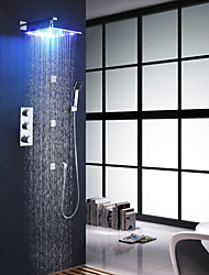 cheap -Shower Faucet Set - Handshower Included Thermostatic LED Contemporary Chrome Wall Mounted Brass Valve Bath Shower Mixer Taps