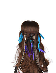 cheap -Indiana Style Thick String Weave Black Wooden Beads Spot Pheasant Feather  Hair Accessories