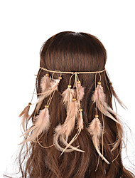 cheap -Indiana Style String Weave Wooden Beads  Solid Color Pheasant Feather  Hair Accessories