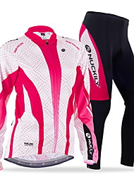 cheap -Nuckily Women&#039;s Long Sleeve Cycling Jersey with Tights Red Blue Dots Bike Clothing Suit Thermal / Warm Windproof Fleece Lining Breathable Anatomic Design Winter Sports Polyester Spandex Fleece Dots