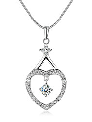 cheap -Choker Necklace Pendant Necklace For Unisex Cubic Zirconia Christmas Gifts Party Wedding Sterling Silver Zircon Rhinestone Heart Love White