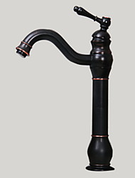 cheap -Antique Brass Bathroom Sink Faucet,Black Oil-rubbed Bronze Widespread Single Handle One HoleBath Taps,with Zinc Alloy Handle,Hot and Cold Switch and Ceramic Valve