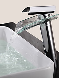cheap -Bathroom Sink Faucet - Waterfall Chrome Centerset One Hole / Single Handle One HoleBath Taps / Brass