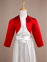 cheap -Long Sleeve Shrugs Satin Wedding / Party Evening Kids&#039; Wraps With Flower