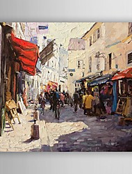 cheap -Oil Painting Handmade Hand Painted Wall Art Town Market Home Decoration Décor Stretched Frame Ready to Hang