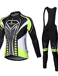 cheap -Malciklo Men&#039;s Long Sleeve Cycling Jersey with Bib Tights Mountain Bike MTB Road Bike Cycling Winter White Black Lion Bike Tights Clothing Suit Elastane Lycra 3D Pad Breathable Quick Dry Back Pocket