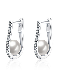 cheap -Stud Earrings Hoop Earrings For Women&#039;s Pearl AAA Cubic Zirconia Party Wedding Casual Pearl Zircon Gold Plated Gold