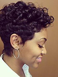 cheap -Human Hair Blend Wig Short Wavy Natural Wave Pixie Cut Short Hairstyles 2020 With Bangs Berry Natural Wave Wavy African American Wig For Black Women Women&#039;s Natural Black #1B Dark Black